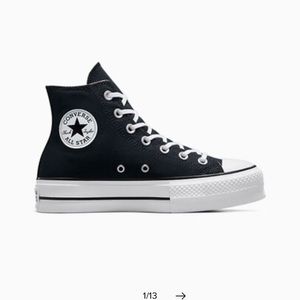 Converse platform high tops black and white